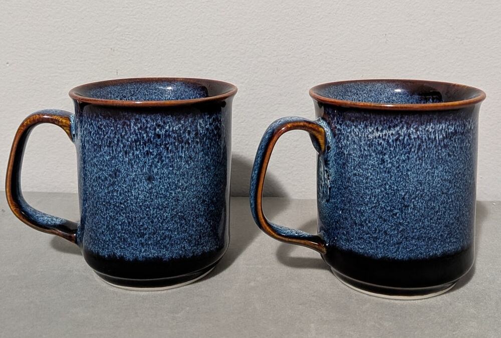 Ocean Waves by West Elm Blue & Brown Coffee Mugs Set Of 2 Discontinued